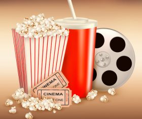 Cola popcorn film vector