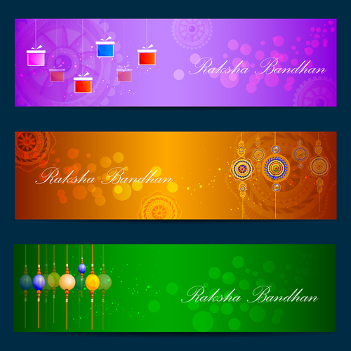 Color banner raksha bandhan vector