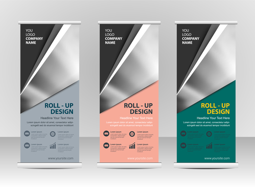 Color roll up banner vector
