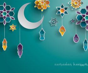 Colorful Ramadan lantern festival card vector