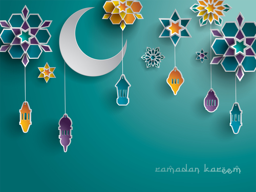 Colorful Ramadan lantern festival card vector