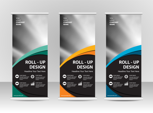 Colorful geometric cover roll up vector