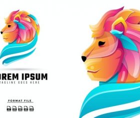 Colorful lion gradient logo template vector
