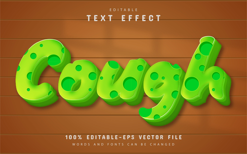 Cough editable eps text effect vector