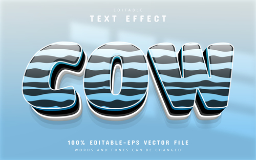 Cow text effect editable vector