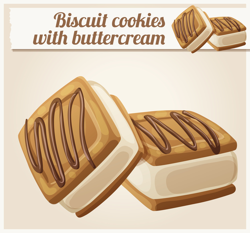 Cream biscuits vector
