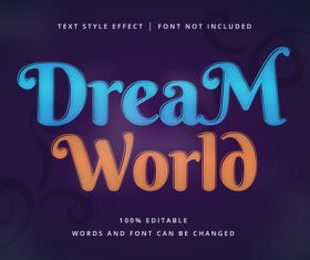 DREAM WORLD text effect vector