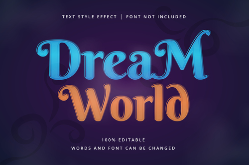 DREAM WORLD text effect vector