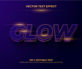 Dark glow editable text vector