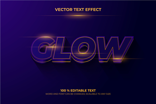 Dark glow editable text vector