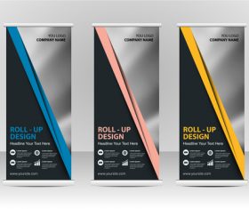 Dark triangle roll up banner vector