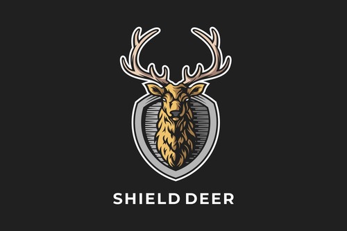 Deer emblem shield design vector