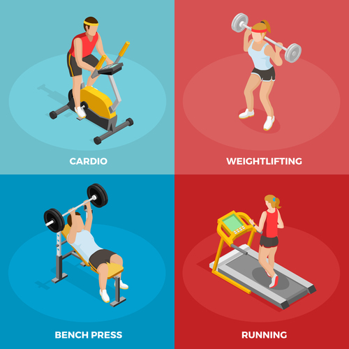 Different fitness methods illustration vector