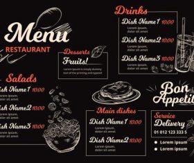 Digital restaurant menu horizontal format vector