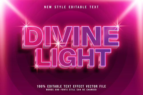 Divine light shiny editable text effect style vector