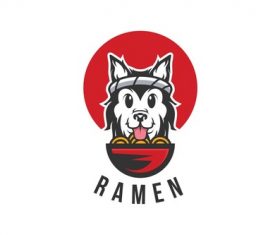 Dog eat ramen logo design vector