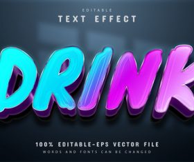 Drink editable eps text effect vector