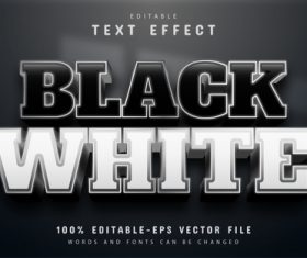 Editable black and white text effect vector