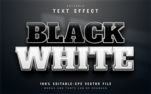 Editable black and white text effect vector