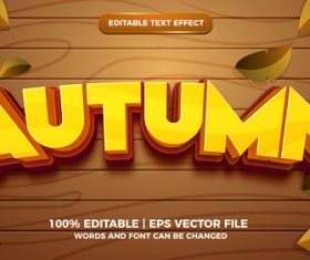 Editable text effect autumn cartoon style vector