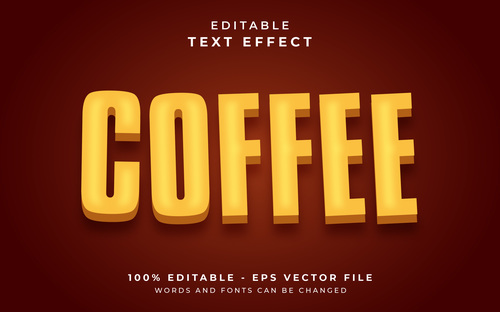 Editable text effect coffee vector