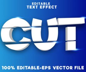 Editable text effect cut with simple slice modern style vector