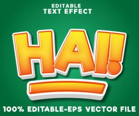 Editable text effect hai with simple comic style vector