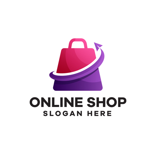 Elements online shop gradient logo design vector