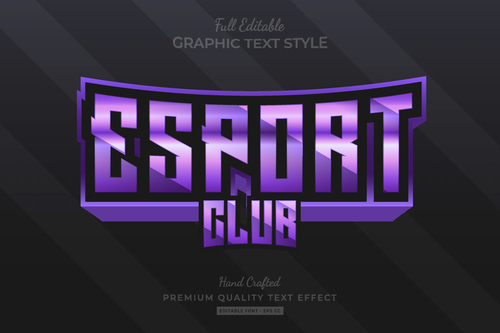 Esport club editable text style vector