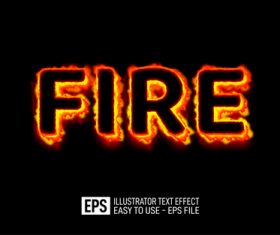 FIRE text effect vector