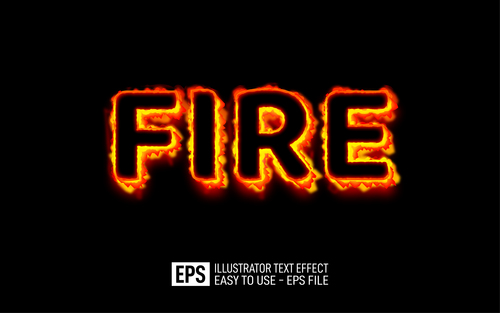 FIRE text effect vector