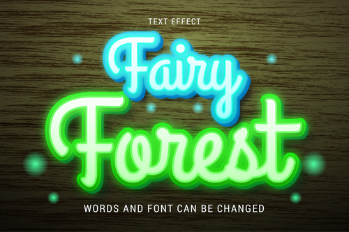Fairy forest text effect vector