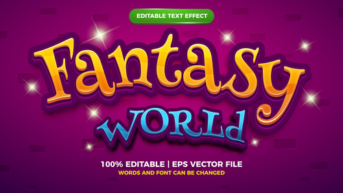 Fantasy world comic cartoon game template style vector