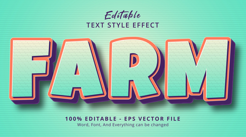 Farm editable eps text effect vector