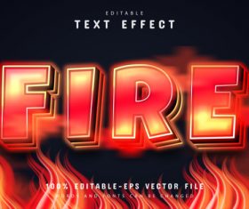 Fire editable text effect vector