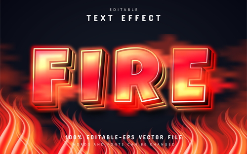 Fire editable text effect vector