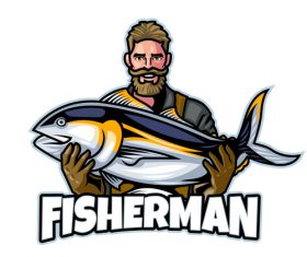Fisherman Logo design template vector
