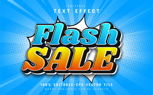 Flash sale comic style text effect editable vector