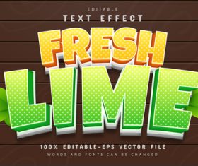 Fresh lime text cartoon style text effect editable vector