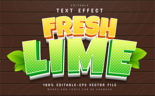Fresh lime text cartoon style text effect editable vector