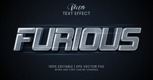 Furious editable text effect vector