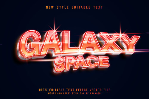 Galaxy space shiny editable text effect style vector