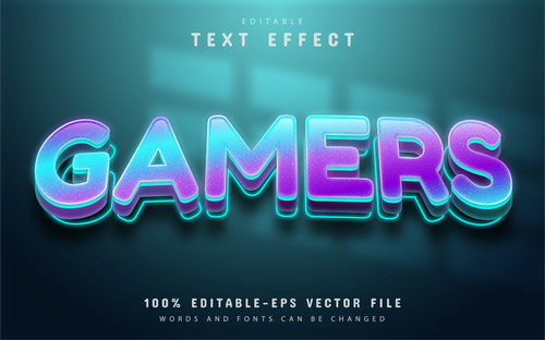 Gamers text shiny gradient text effect editable vector