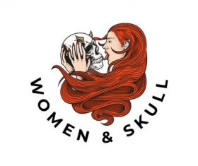 Ginger women skull design vector