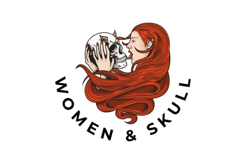 Ginger women skull design vector