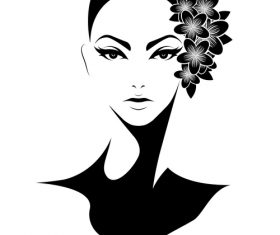 Girl avatar vector with head flower arrangement