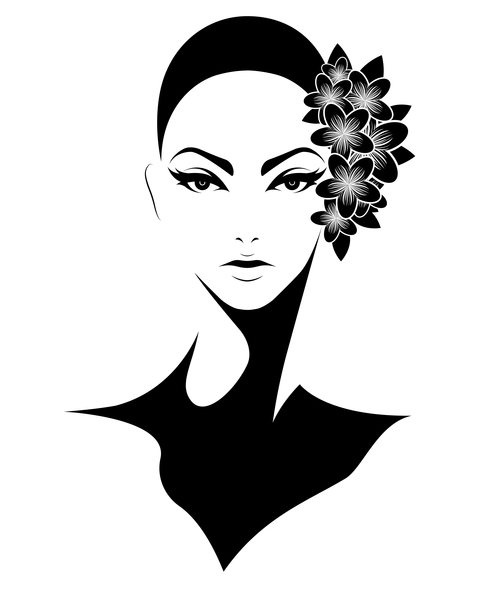 Girl avatar vector with head flower arrangement