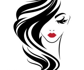 Girl with long hair covering her face vector