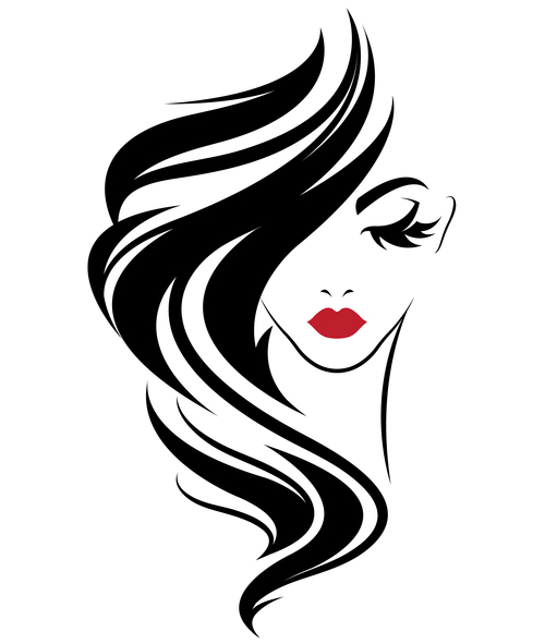 Girl with long hair covering her face vector