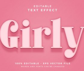Girly text effect editable vector